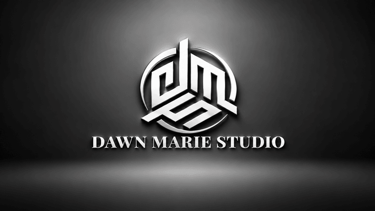 Logo design featuring the text "DAWN MARIE STUDIO" with an intricate circular emblem
